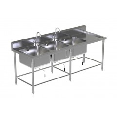 Triple Sink Table W/2 Faucet 5